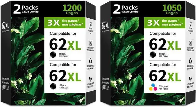 Main image of 62XL Ink Cartridge Black Color (4 Pack) Replacement for HP 62 XL HP62 HP62XL Ink for OfficeJet 250 200 5740 5745 8040 258 Envy 5660 7640 5540 7645 5549 8000 5542 5642 5665 5545 5661 5663 5746 Printer