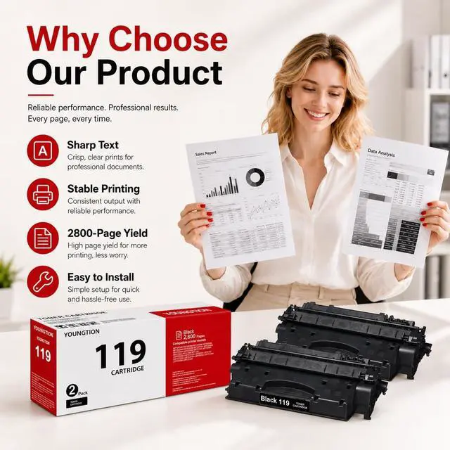 Alt view image 4 of 7 - 119 Black Toner Cartridges High Yield (2-Pack) 119 Toner Cartridges Replacement for Canon 119II 119 Toner Cartridge for imageCLASS mf6160dw MF5880 MF5840dn MF5900 Printer
