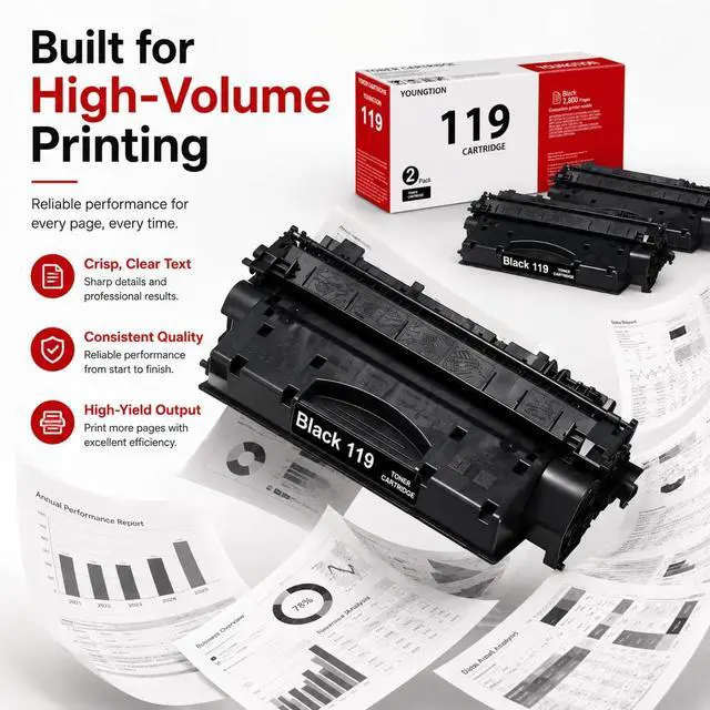 Alt view image 6 of 7 - 119 Black Toner Cartridges High Yield (2-Pack) 119 Toner Cartridges Replacement for Canon 119II 119 Toner Cartridge for imageCLASS mf6160dw MF5880 MF5840dn MF5900 Printer