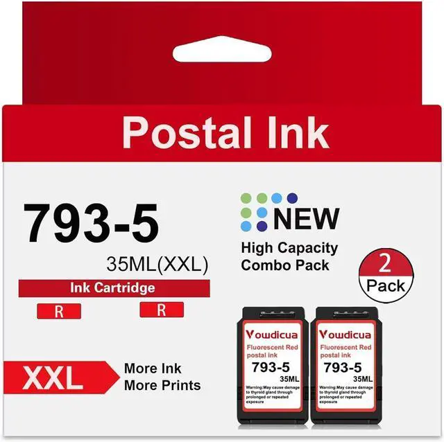 Main image of 793-5 Red Ink Cartridge 2PK Replacement for Pitney Bowes 793-5 Red Ink Cartridge for DM100, DM200 and SendPro C and SendPro+,35ML