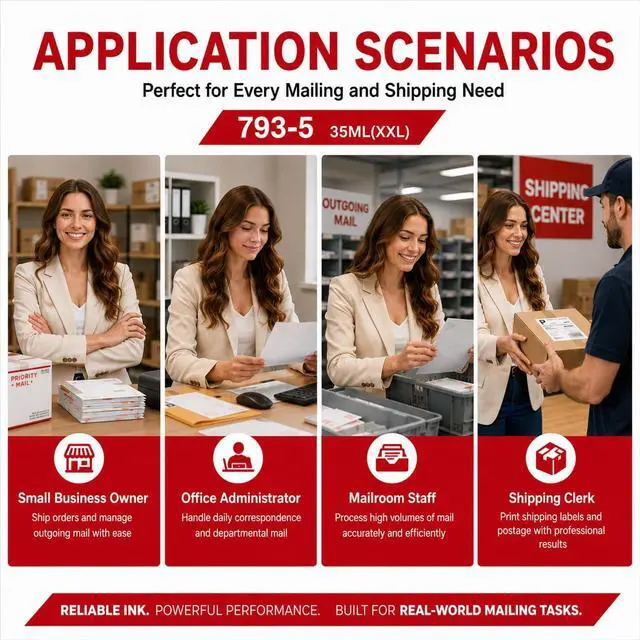Alt view image 6 of 6 - 793-5 Red Ink Cartridge 2PK Replacement for Pitney Bowes 793-5 Red Ink Cartridge for DM100, DM200 and SendPro C and SendPro+,35ML
