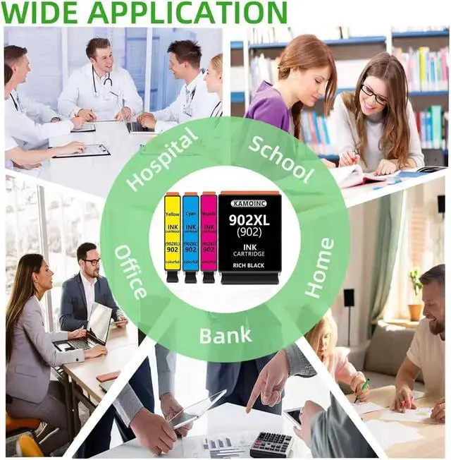 Alt view image 7 of 7 - 902XL Ink Cartridges for HP Printers Replacement for HP 902XL Ink Cartridges Combo Pack 4 Pack for Officejet Pro 6978 6968 6970 6975 Officejet 6958 6956 6954 Printers (4Pack)