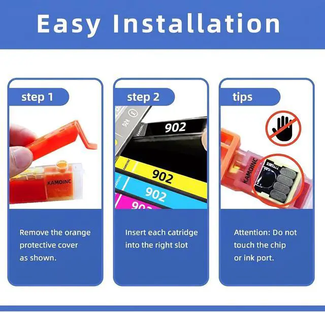 Alt view image 4 of 7 - 902XL Ink Cartridges for HP Printers Replacement for HP 902XL Ink Cartridges Combo Pack 4 Pack for Officejet Pro 6978 6968 6970 6975 Officejet 6958 6956 6954 Printers (4Pack)