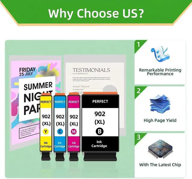 Alt view image 5 of 7 - 902XL Ink Cartridges for HP Printers Replacement for HP 902XL Ink Cartridges Combo Pack 4 Pack for Officejet Pro 6978 6968 6970 6975 Officejet 6958 6956 6954 Printers (4Pack)
