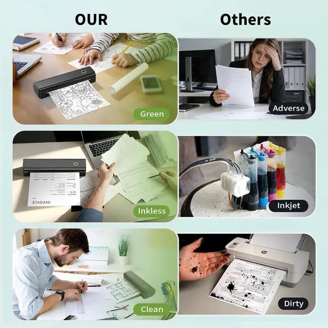 Alt view image 6 of 7 - N80 Portable Printer with 3 Rolls Thermal Paper 8.5"x11" US Letter Size for School or Work, Printing Files, Picture, etc