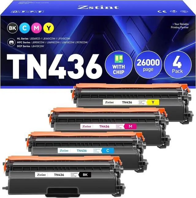 Main image of TN436 Toner Cartridge 4-Pack Compatible Replacement for Brother TN-436 TN433 TN431 Toner for MFC-L8900CDW MFC-L8690CDW HL-L8360CDW HL-L8260CDW L8610CDW MFC-L8905CDW MFC-L9570CDW HL-L8360CDWT Printers