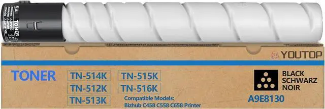 Main image of 1PK TN516 TN514 TN512 TN326 TN324 Black Toner Cartridge Compatible for Konica Minolta bizhub C458 C558 C658 308 308e 368 368e 458e 558e 658e