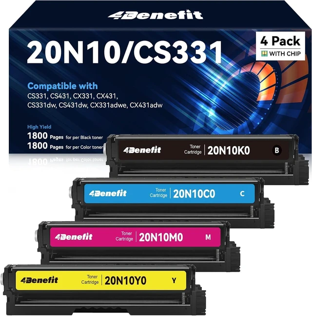 Main image of CS331 20N10 Toner Cartridges 4-Pack Replacement for Lexmark CS331 Toner
