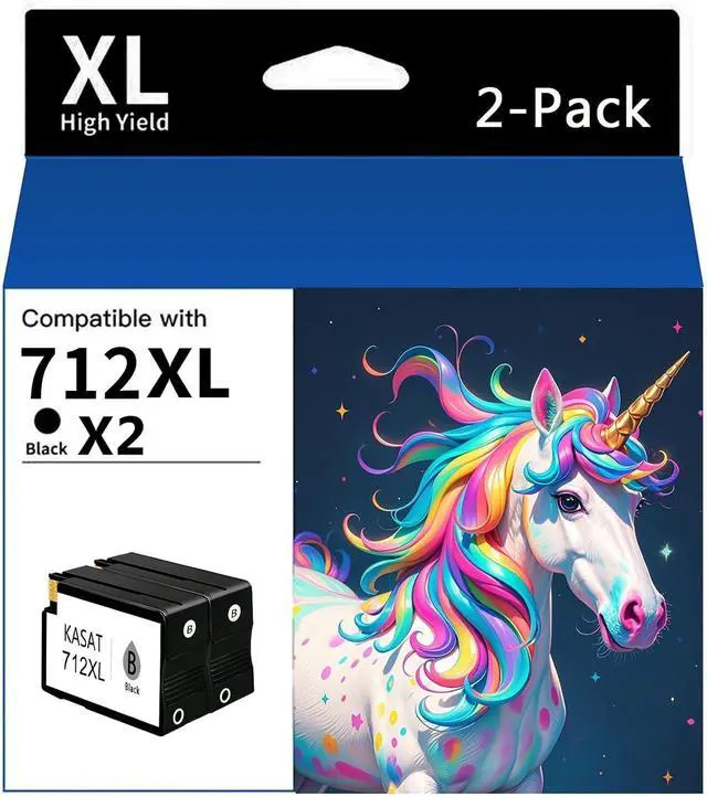 Main image of KASAT 712XL 712 Black 80-ml Ink cartridges High Yield 2-Pack Replacement for HP 712 Ink Cartridge (3ED71A) to use for HP DesignJet T210 T230 T630 T650 Studio Plotter Printer