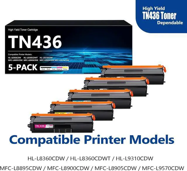 Alt view image 2 of 7 - TN436 Toner Cartridge 5-Color Set High Yield MFC-L8895CDW Toner (2BK/C/M/Y)