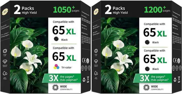 Main image of 65XL Ink Cartridges 4-Pack Replacement for HP 65 XL Black Color Combo Pack for HP65 HP65XL with Printer Deskjet 3755 3758 3772 3752 3720 3722 2600 2622 2652 2655 2624 2635 2640 Envy 5055 5000 5070 505