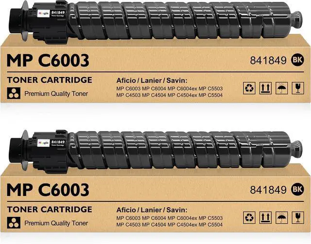 Main image of Compatible MP C6003 Black Toner Cartridge 841849, 2-Pack