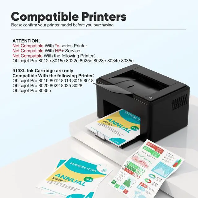 Alt view image 2 of 7 - 910XL Ink Cartridge Compatible for HP 910XL Ink Cartridges Combo Pack
