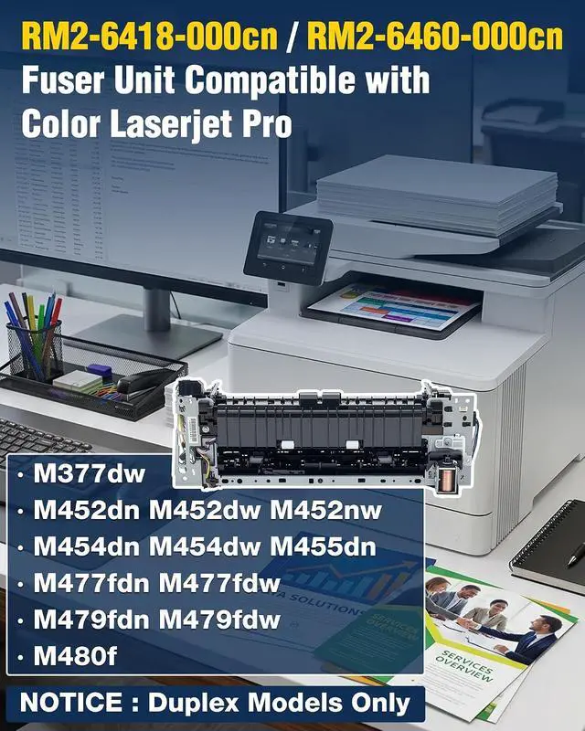 Alt view image 3 of 7 - RM2-6418-000CN RM2-6460-000CN Fuser Unit for hp Color LaserJet Pro M377dw M452dn M452dw M452nw M454dn M454dw M455dn M477fdn M477fdw M479fdn M479fdw Printers- Duplex Models, 110V