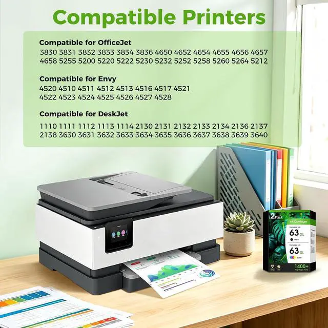 Alt view image 2 of 7 - 63XL Ink Cartridges Combo Pack Compatible for HP 63XL 63 XL Black and Color