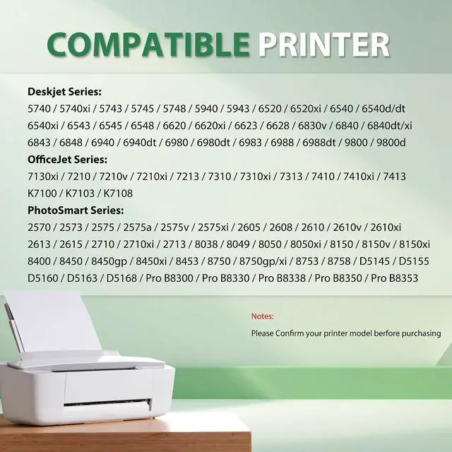 Alt view image 2 of 7 - 96XL 97XL Ink Cartridges Combo Pack Replacement for HP 96XL 97XL Ink for Photosmart 2570 2605 2713 8030 Deskjet 5740 6520 6940 6980 9800 Officejet 7310 7210 7410 Printer (2-Pack, Black/Tri-Color)