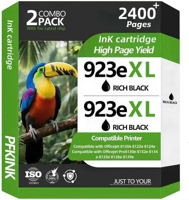Main image of 923e 923xl Ink Cartridges with Chip Replacement for HP 923 923e Ink, Compatible with OfficeJet Pro 8138e 8122e 8135e 8120e 8124e 8130e 8139e 8132e (2Black)