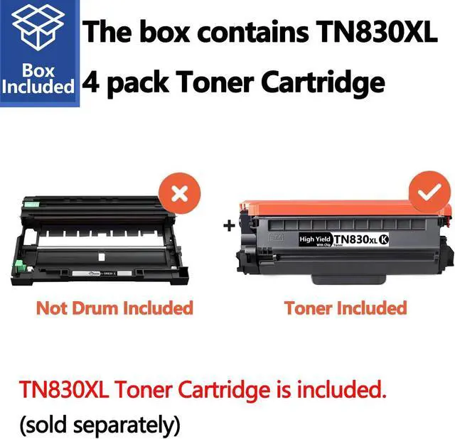 Alt view image 3 of 7 - FiveColor&Co Compatible TN830XL Toner Cartridge Replacement for Brother TN830 TN-830 XL TN-830XL Toner Cartridges with DCP-L2640DW HL-L2460DW HL-L2480DW HL-L2400D HL-L2405W Printer Ink Black 4 Pack