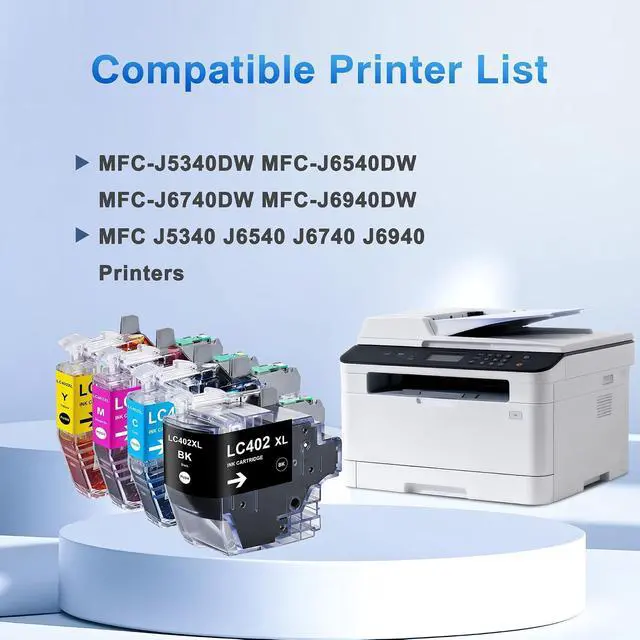 Alt view image 2 of 6 - LC402XL Ink Cartridges LC 402XL LC-402XL LC 402, 4 Pack K/C/Y/M