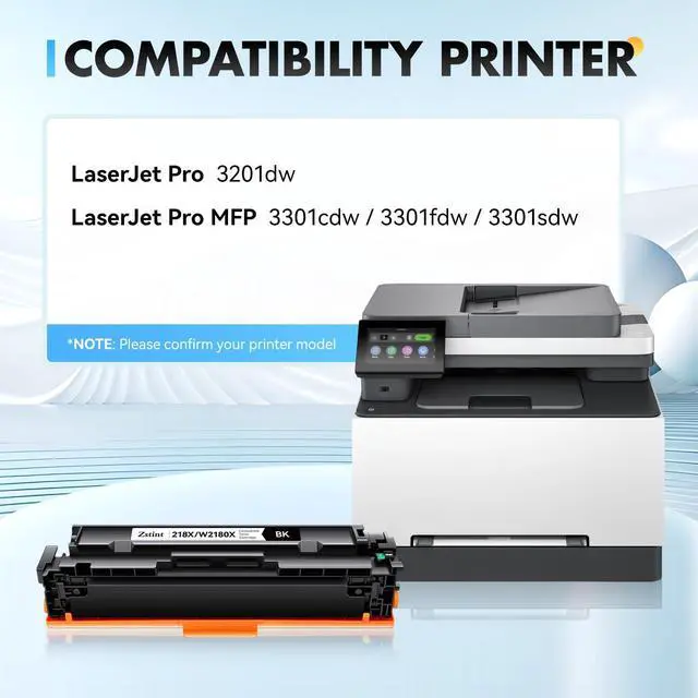 Alt view image 2 of 6 - 218X Toner Cartridge 4-Pack High Yield with Chip Replacement for HP 218X 218A Toner Compatible with HP Color Laserjet Pro MFP 3301cdw 3301fdw 3301sdw 3201dw Printer W2180X Black Cyan Magenta Yellow