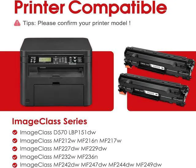 Alt view image 2 of 7 - 137 Black Toner Cartridges(2-Pack) Replacement for Canon 137 CRG-137 toner
