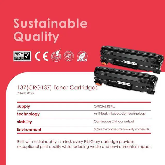 Alt view image 7 of 7 - 137 Black Toner Cartridges(2-Pack) Replacement for Canon 137 CRG-137 toner