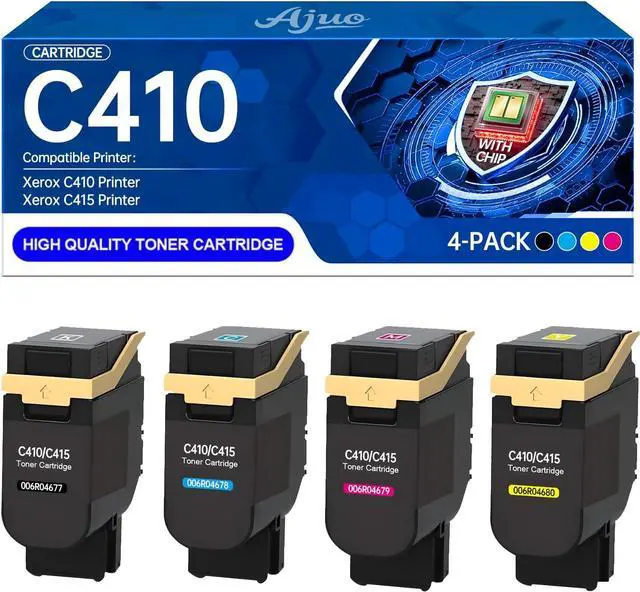 Main image of C410 C415 Toner Cartridge 4-Pack Compatible with Xerox C410dn C410dni