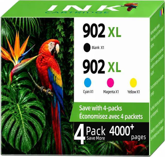 Main image of 902XL Ink Cartridges Replacements for HP 902 Ink Cartridges Combo Pack (4 Pack), Compatible OfficeJet 6950 6951 6954 6956 6958, OfficeJet Pro 6960 6968 6970 6971 6974 (Cyan Magenta Yellow)