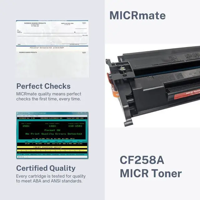 Alt view image 5 of 6 - CF258A Replacement MICR Toner Cartridge for Check Printing - Compatible with the HP LaserJet M404, M404n, M404dn, M406dn Printers for Check Printing - Prints 3000 Pages.