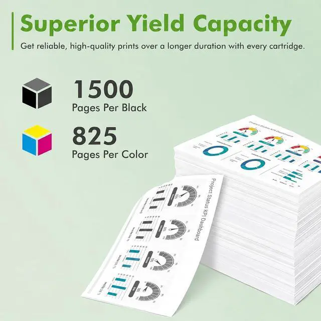 Alt view image 3 of 6 - 902XL Ink Cartridges Replacements for HP 902 Ink Cartridges Combo Pack (4 Pack), Compatible OfficeJet 6950 6951 6954 6956 6958, OfficeJet Pro 6960 6968 6970 6971 6974 (Cyan Magenta Yellow)