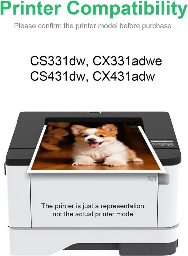 Alt view image 2 of 6 - CS331 CX331 Toner Cartridge, Black, Cyan, Magenta, Yellow4Pack