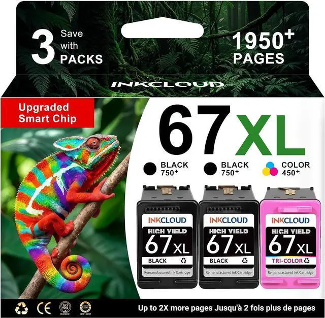 Main image of 67XL Ink Cartridge 2Black/1Color Combo Pack Replacement HP Ink 67 67XL HP67