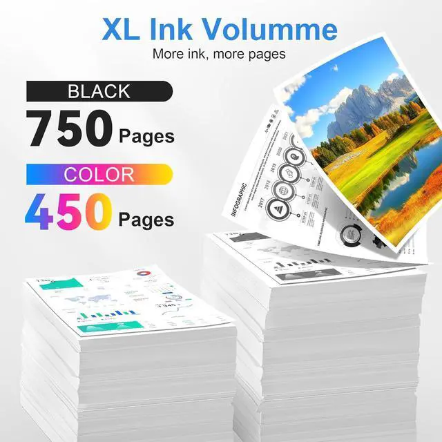 Alt view image 3 of 7 - 67XL Ink Cartridge 2Black/1Color Combo Pack Replacement HP Ink 67 67XL HP67