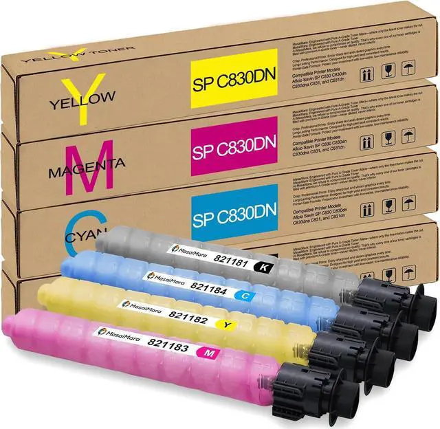 Main image of MasaiMara SP C830 Compatible Toner Cartridges Replacement for Ricoh Aficio Savin SP C830 C830dn C830dna C831 C831dn Printer (Black, Cyan, Magenta, Yellow, 4 Pack)