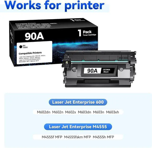 Alt view image 2 of 5 - 1-Pack Compatible for HP 90A Black Standard Yield Toner Cartridge CE390A