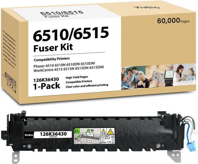 Main image of Phaser 6510 Workcentre 6515 Fuser Unit 126K36430 Replacement for Xerox 6510 6515 Fuser Kit Remanufactured for Phaser 6510 6510N 6510DN 6510DNI WorkCentre 6515 6515N Printers, 1-Pack 6510 Fuser (110V)