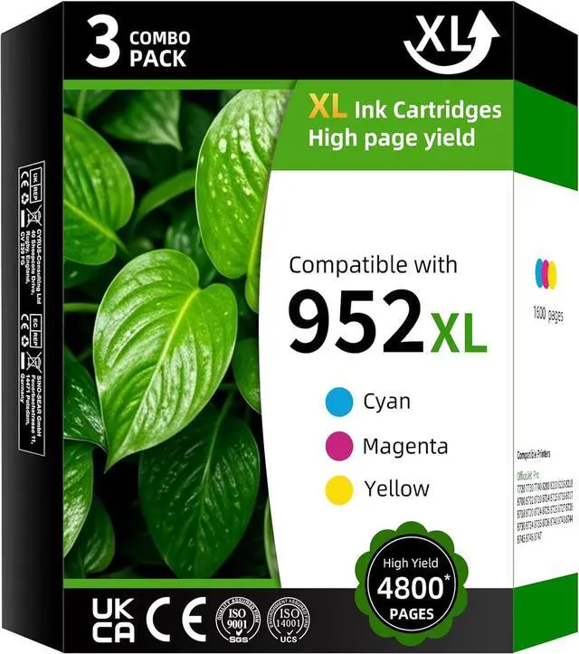 Main image of 952XL High Yield Ink Cartridge Replacement for HP 952XL Ink Cartridges Combo Pack Compatible with HP OfficeJet Pro 7720 7730 7740 8200 8210 8216 8218 (Cyan Magenta Yellow 3 Pack)