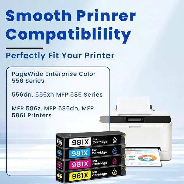 Alt view image 2 of 7 - Vylent 981X 981 High Yield Ink Cartridge 4-Pack L0R12A L0R09A L0R10A L0R11A