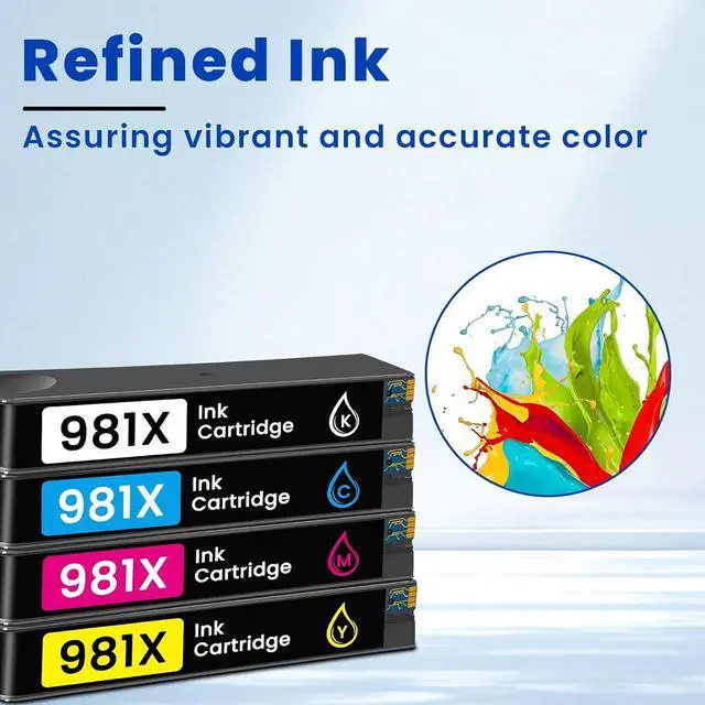 Alt view image 4 of 7 - Vylent 981X 981 High Yield Ink Cartridge 4-Pack L0R12A L0R09A L0R10A L0R11A