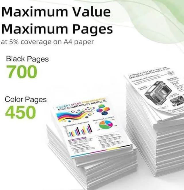 Alt view image 3 of 6 - 67XL Ink Cartridge Replacement for HP 67 (Black Color 4 Pack) for 2700 2700e 4100 6400 4155e 2755e 6000 2855e 2827e 2752e 4100e 6458 6455e 4152 6055e 6052e 4152e Printer