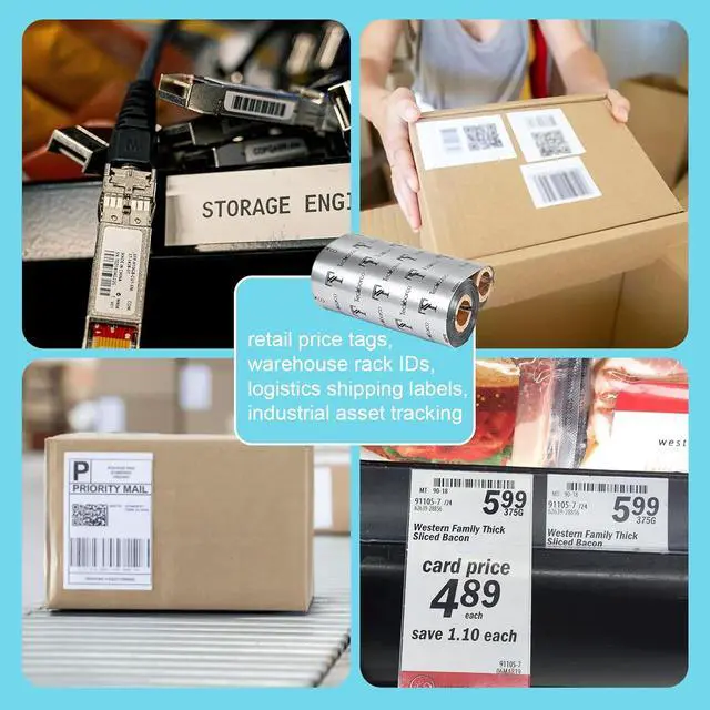 Alt view image 4 of 5 - 6 Rolls 2.24" x 360' (57mm x 110m) Oil Change Sticker Printer Ribbon