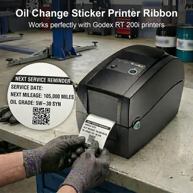 Alt view image 3 of 5 - 6 Rolls 2.24" x 360' (57mm x 110m) Oil Change Sticker Printer Ribbon