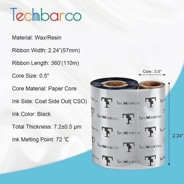 Alt view image 2 of 5 - 6 Rolls 2.24" x 360' (57mm x 110m) Oil Change Sticker Printer Ribbon