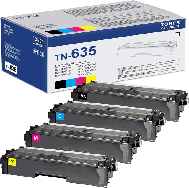 Main image of TN-635 TN635 Toner Cartridge 4 Pack High Yield Replacement for Brother TN635 TN635XL TN635XXL Toner Cartridge Set - TN635BK TN635C TN635M TN635Y ( MFC-L8930CDW )
