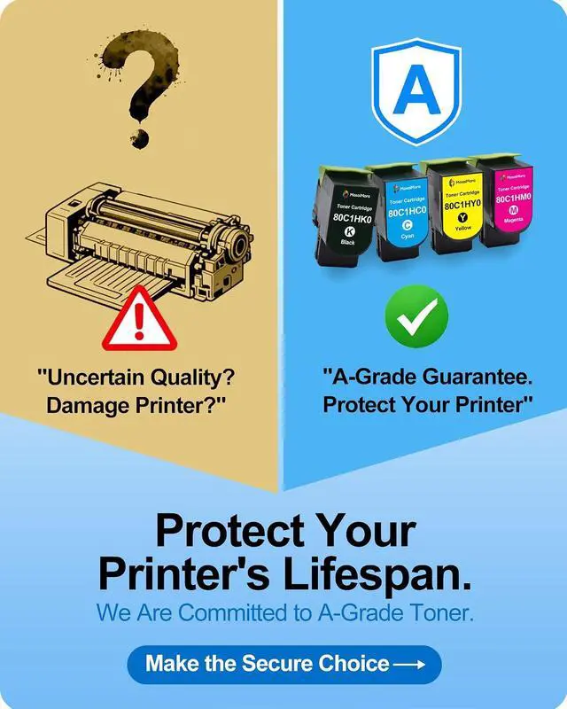 Alt view image 2 of 7 - MasaiMara 801H High Capacity Toner Cartridge for Lexmark CX410 CX410de CX410dte CX410e CX510 CX510de CX510dhe CX510dthe Printers (80C1HK0 Black, 80C1HC0 Cyan, 80C1HM0 Magenta, 80C1HY0 Yellow, 4-Pack)