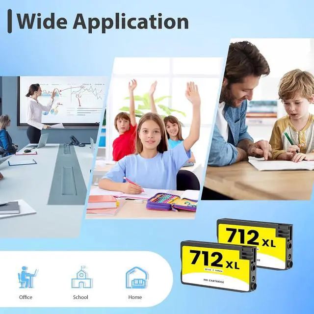 Alt view image 6 of 6 - 712XL 712 Yellow Ink Cartridges 3ED69A High Capacity Ink (29-ml, 2-Pack)