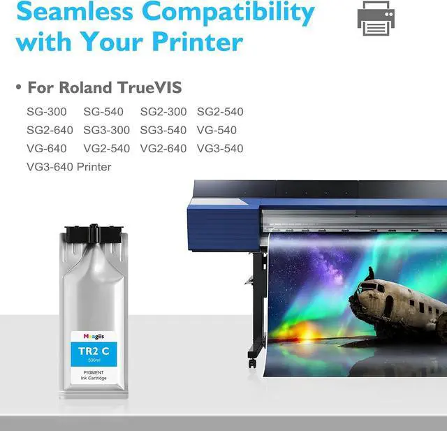 Alt view image 2 of 7 - TR2 Ink Cartridge 500ml TrueVIS Ink TR2-CY Replacement for Roland