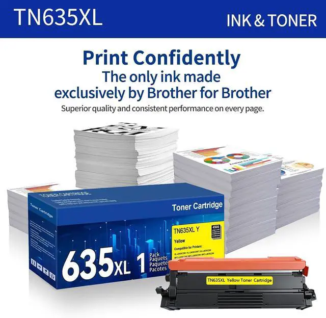 Alt view image 5 of 6 - 1 Pack TN635 TN635XL Yellow Toner Cartridge Replacement for Brother TN635XL Toner Work for HL-L8430CDW, HL-L8430CDWT, HL-L8570CDW,MFC-L8730CDW, MFC-L8930CDW, MFC-L8970CDW and MFC-EX575 Printers