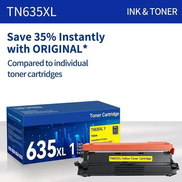 Alt view image 6 of 6 - 1 Pack TN635 TN635XL Yellow Toner Cartridge Replacement for Brother TN635XL Toner Work for HL-L8430CDW, HL-L8430CDWT, HL-L8570CDW,MFC-L8730CDW, MFC-L8930CDW, MFC-L8970CDW and MFC-EX575 Printers