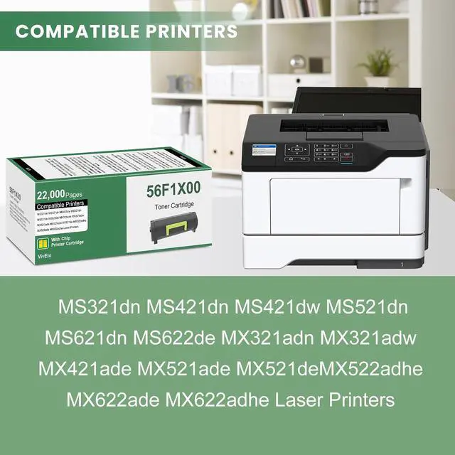 Alt view image 2 of 6 - Extra High Yield 56F1X00 Black Toner Cartridge with New Chip MS421 Toner